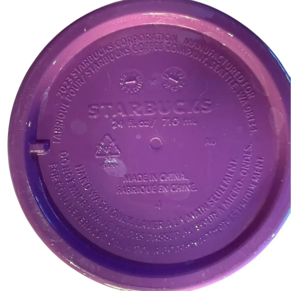 Starbucks Set of 2 Vibrant Purple Floral & Pink and Purple Tumblers 24 oz.